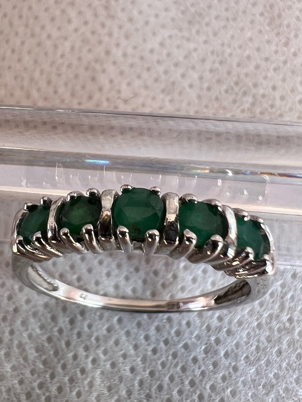 925 Sterling Silver 5 Emerald Green Gemstone-